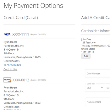 Carat Payment for Magento 2 allows admin card management